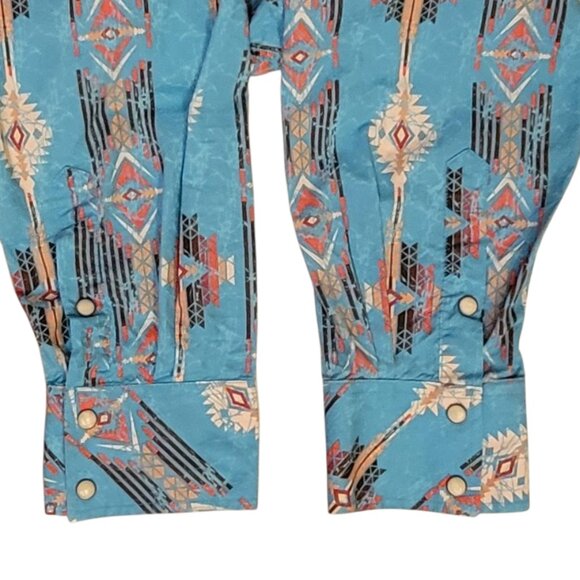 Rock & Roll Cowboy 100% Cotton Pearl Snap Front Aztec Western Shirt Men's XXL - Picture 5 of 15